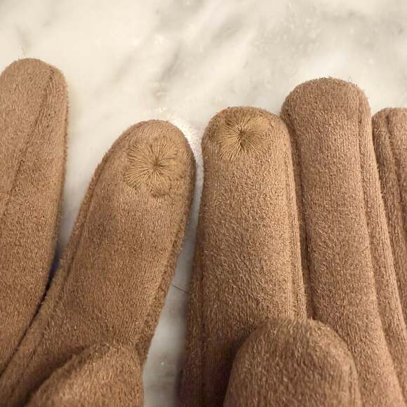 Faux Suede Gloves Leopard Print Faux Fur Cuffs Mob Wife Old Money 90s Luxury S-M - Picture 6 of 7